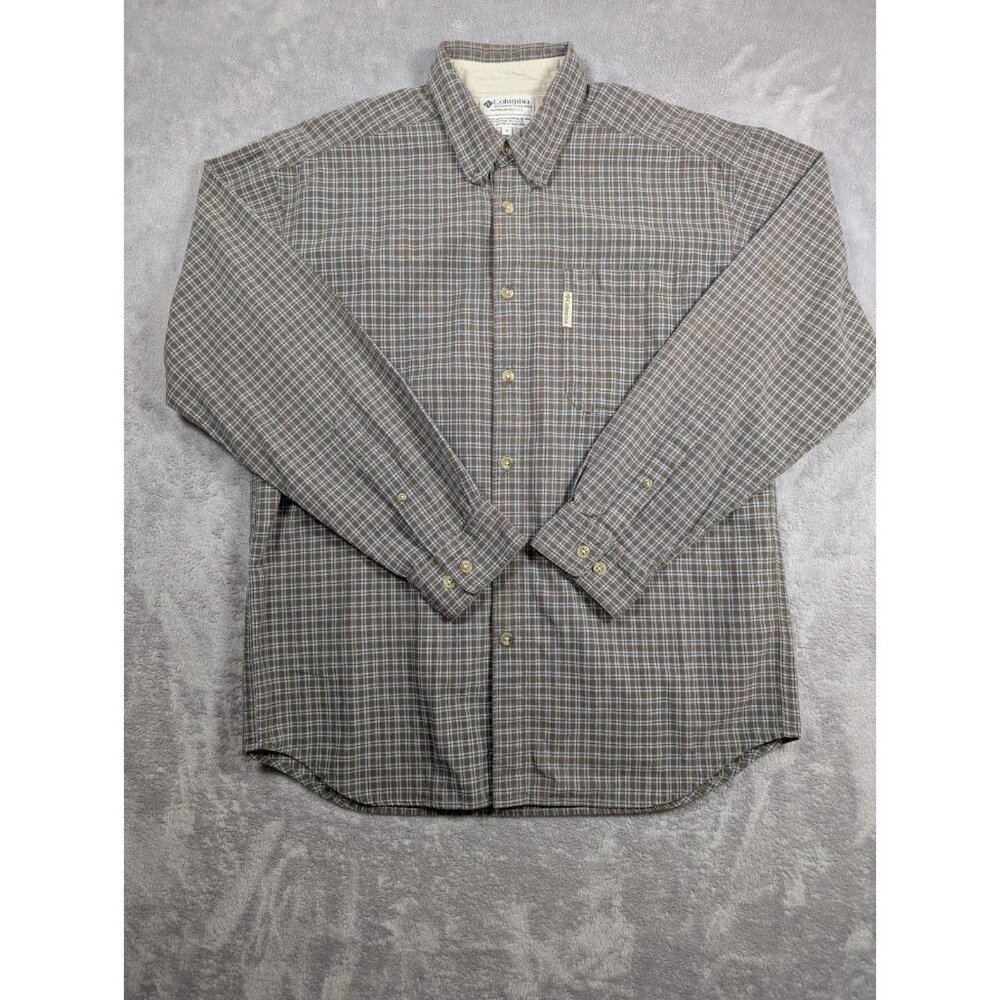 Columbia Button Up Shirt Mens Medium Plaid Hiking Adventure Casual Outdoor